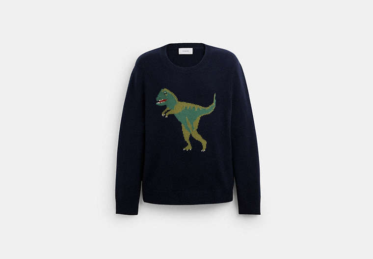 COACH®,REXY CREWNECK SWEATER,Wool/Cashmere,Baron's Gift Picks,Navy,Front View