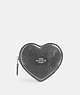 COACH®,HEART COIN CASE,Leather,Mini,Silver/Gunmetal,Front View