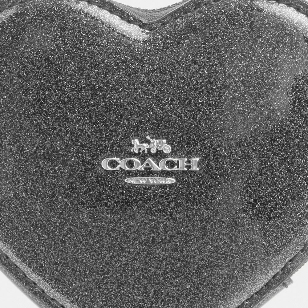 COACH®,HEART COIN CASE,Novelty Leather,Mini,Silver/Gunmetal