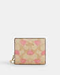 COACH®,SNAP WALLET IN SIGNATURE CANVAS WITH HEART PRINT,Leather,Mini,Gold/Light Khaki Chalk Multi,Front View