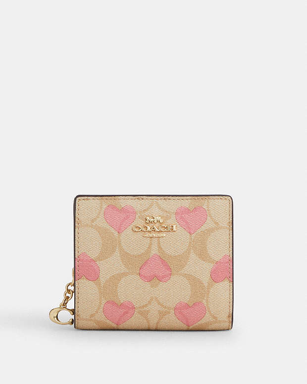 Snap Wallet In Signature Canvas With Heart Print
