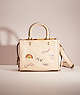 COACH®,RESTORED ROGUE 25 WITH EMBROIDERY,Pebble Leather,Medium,Brass/Ivory,Front View