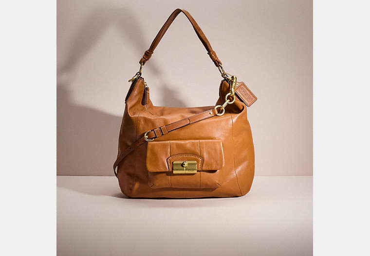 COACH®,RESTORED LARGE KRISTIN SATCHEL,Leather,Brass/Brown,Front View