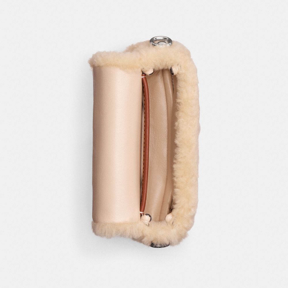 COACH®,TABBY 12 IN SHEARLING,Shearling,Mini,Silver/Cream,Inside View,Top View