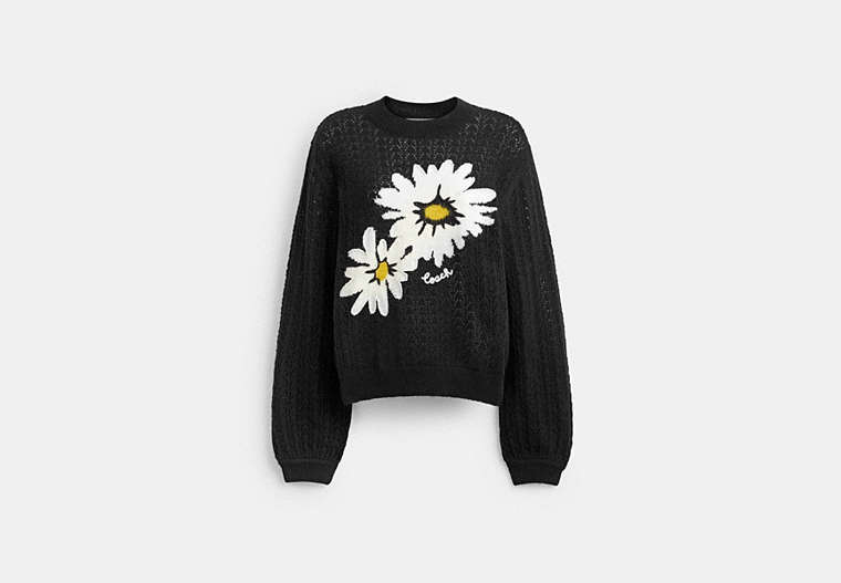 COACH®,FLORAL CREWNECK SWEATER,Black,Front View image number 0