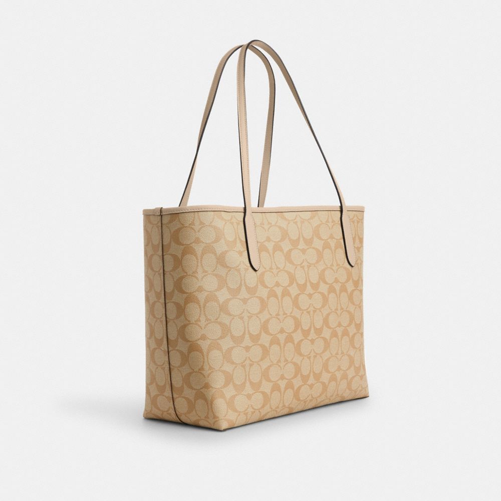COACH®,NEW YEAR CITY TOTE BAG WITH DRAGON,Novelty Print,X-Large,Gold/Light Khaki/Ivory Multi,Angle View