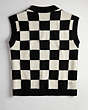 COACH®,Checkerboard Sweater Vest,Checkerboard,Black/Cloud,Back View