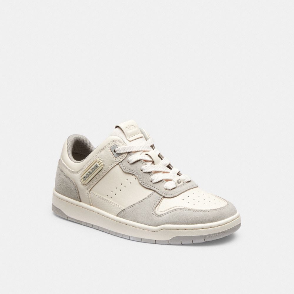 COACH®,C201 LOW TOP SNEAKER,Chalk/Dove Grey,Front View image number 0