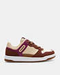COACH®,C201 LOW TOP SNEAKER,Suede,Ivory/Deep Plum,Angle View