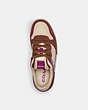 COACH®,C201 LOW TOP SNEAKER,Suede,Ivory/Deep Plum,Inside View,Top View