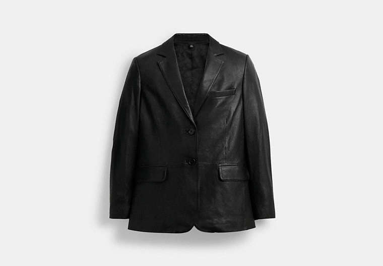 COACH®,LEATHER BLAZER,Leather,Black,Front View
