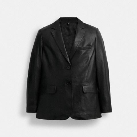 Женский пиджак Coach Leather Blazer, цвет: Чёрный