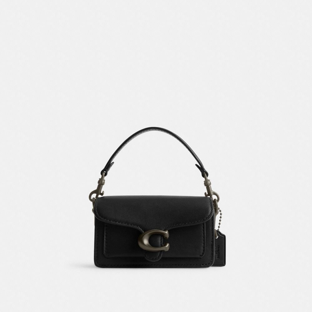 COACH®,TABBY BAG 12,Glovetan Leather,Mini,Matte Black/Black,Front View image number 0