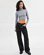 COACH®,SIGNATURE CROPPED TURTLENECK,Wool/Silk,Heather Grey,Scale View