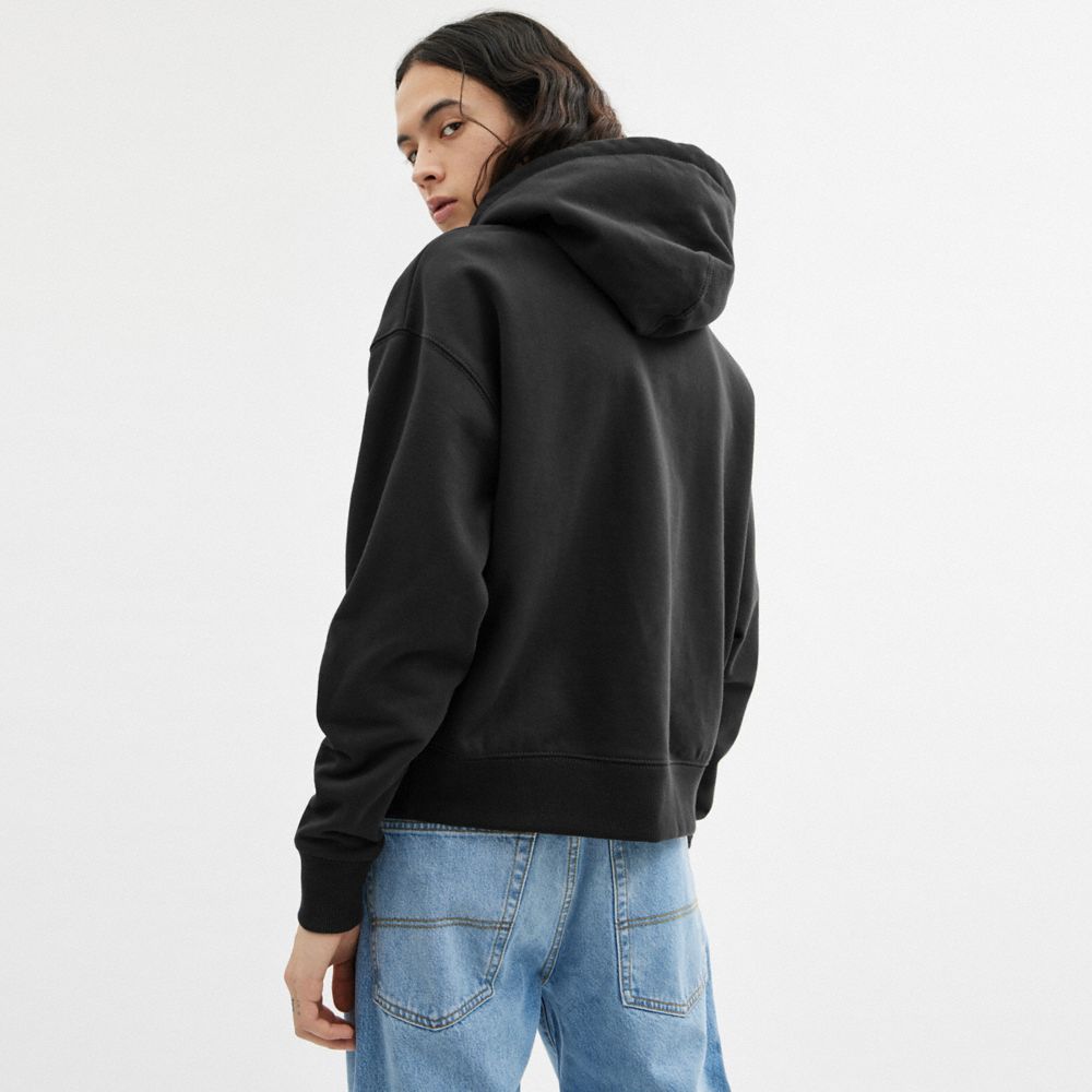 COACH®,Hoodie Sweatshirt,Cotton,Spandex,Sweatshirt,Drawstring,Casual,Black,Scale View