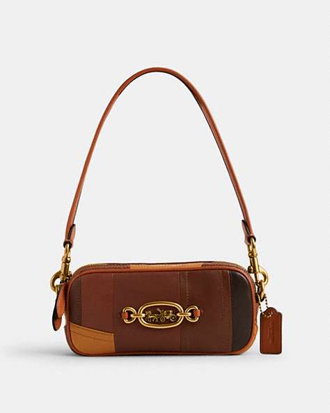 COACH®,AVERY SHOULDER BAG IN PATCHWORK,Glovetanned Leather,Brass/Multi,Front View