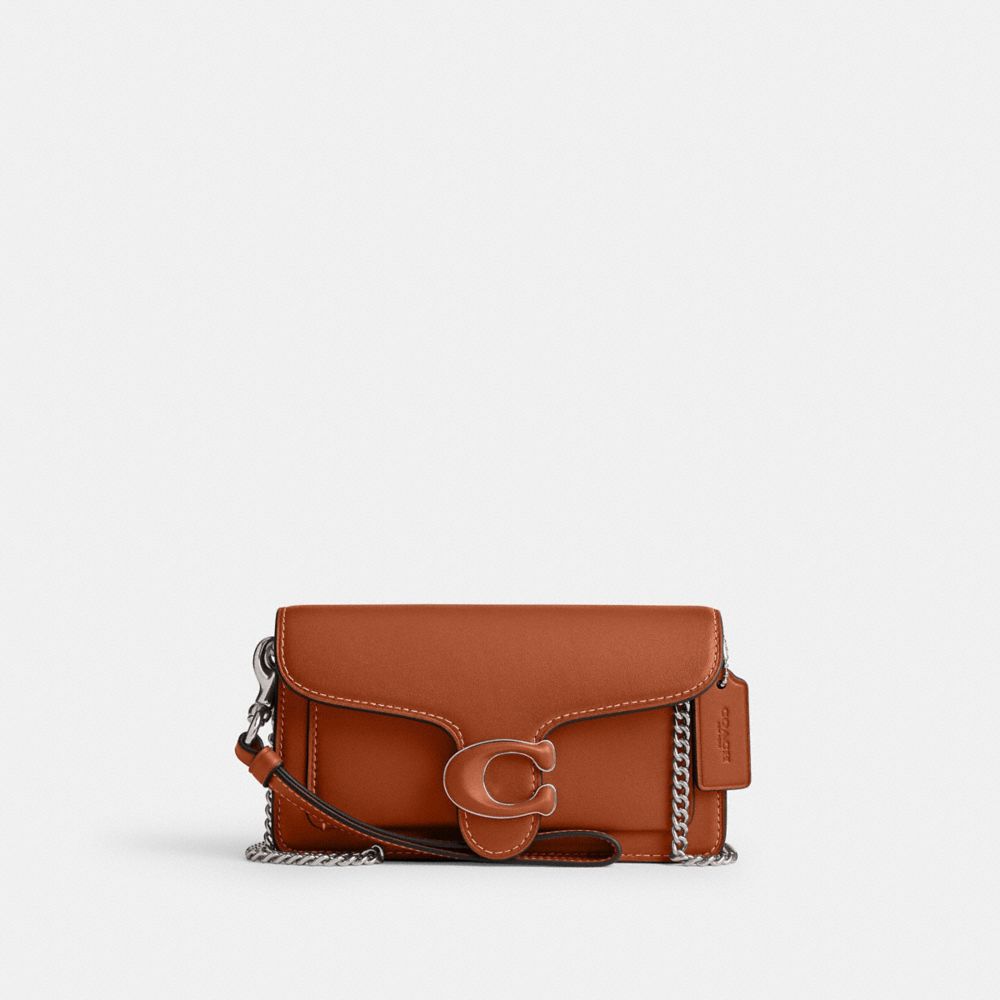 COACH®,TABBY CROSSBODY WRISTLET,Glovetan Leather,Mini,Silver/Burnished Amber,Front View