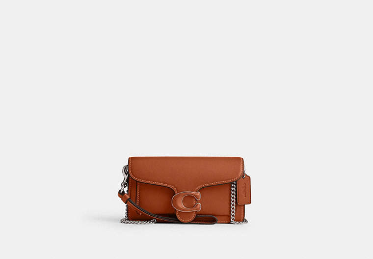 COACH®,TABBY CROSSBODY WRISTLET,Glovetanned Leather,Mini,Silver/Burnished Amber,Front View