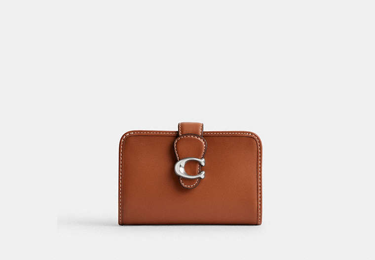 COACH®,TABBY MEDIUM WALLET,Glovetanned Leather,Silver/Burnished Amber,Front View