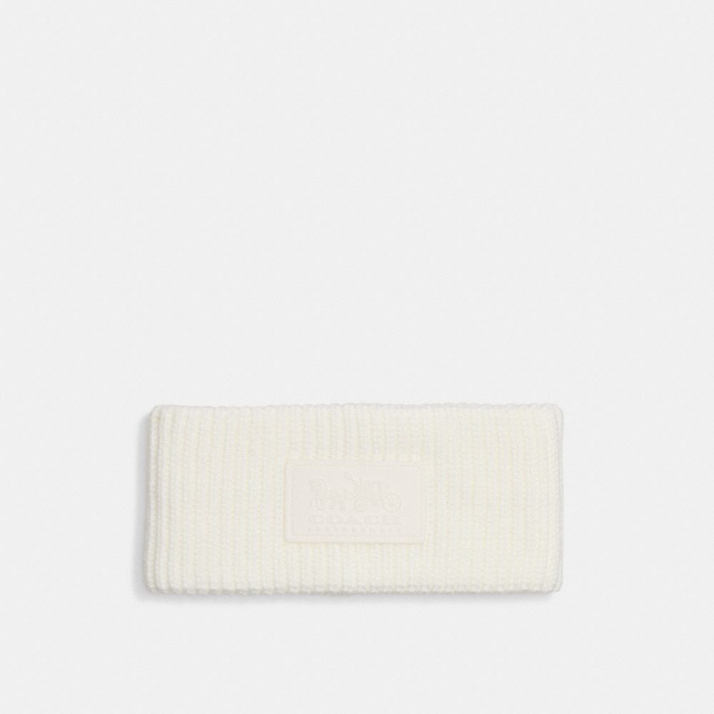COACH®,KNIT HEADBAND WITH RUBBER PATCH,Cream,Front View