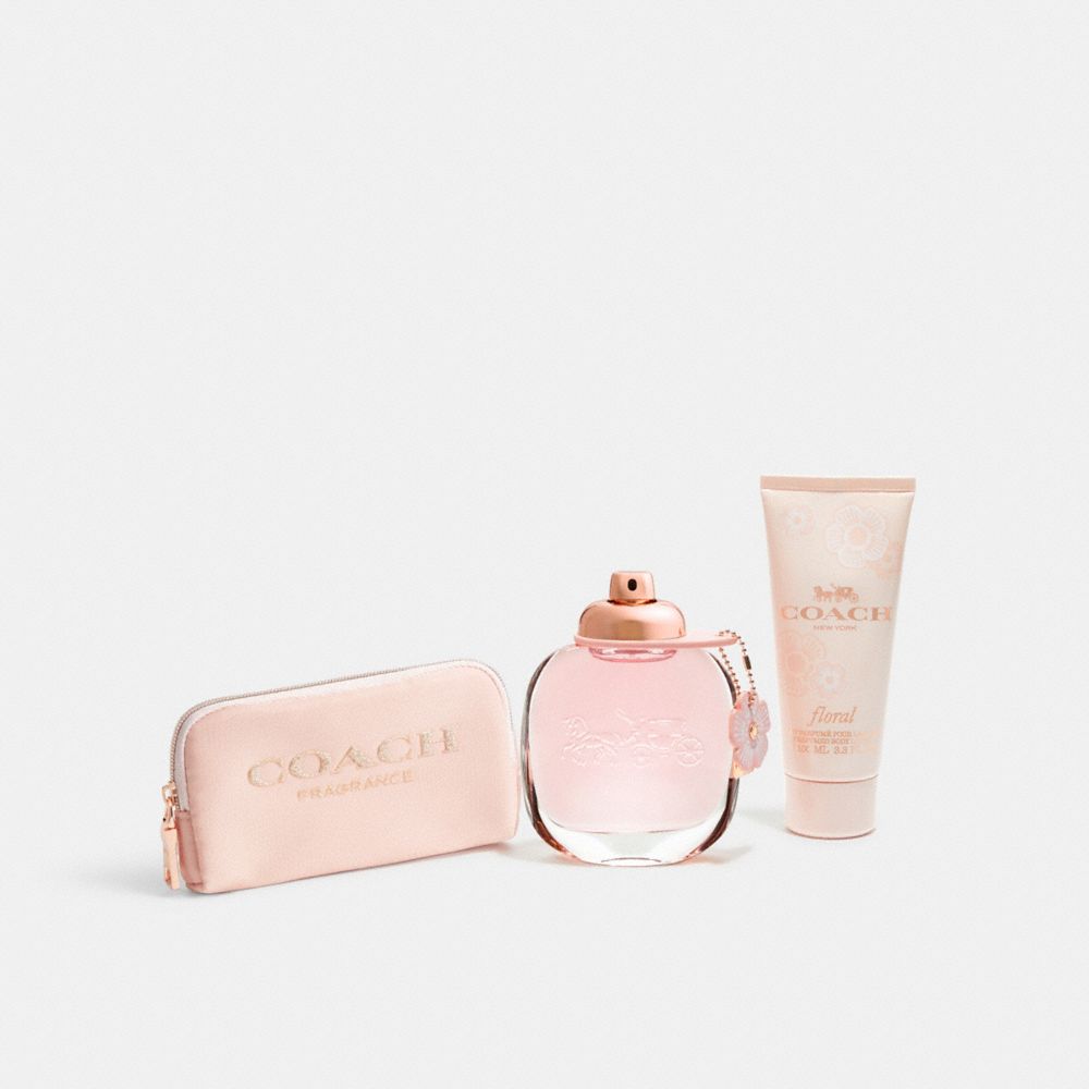 COACH®,Floral Eau De Parfum 4 Piece Gift Set,Perfume,Moisturizer,Carrying Case Included,Set,Travel Size,,Front View