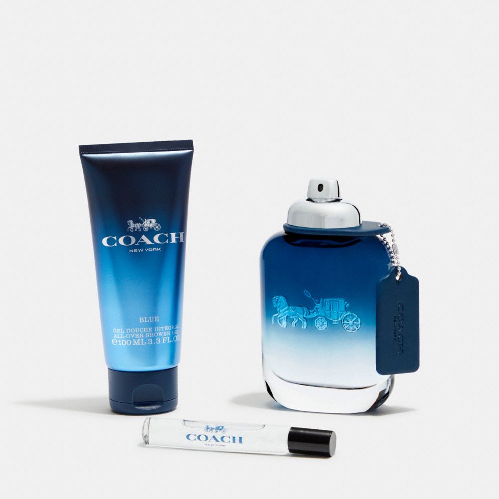 COACH®,Coach Blue Eau De Toilette 3 Piece Gift Set,Cologne,Cleanser,Travel Size,,Front View