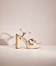 COACH®,RESTORED TALINA SANDAL,Metallic Leather,Champagne,Front View