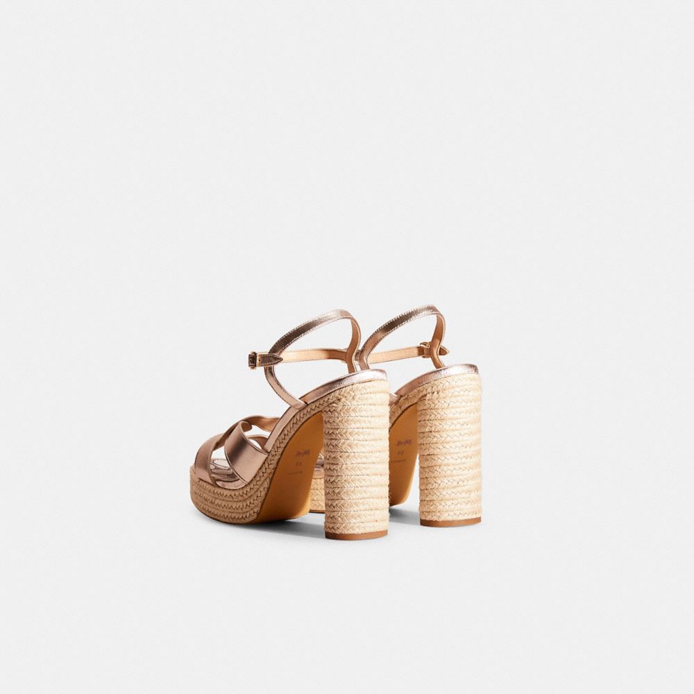 COACH®,Restored Talina Sandal,Lining Leather,Leather,Sandals,Twist,Party,Champagne,Metallic,Back View