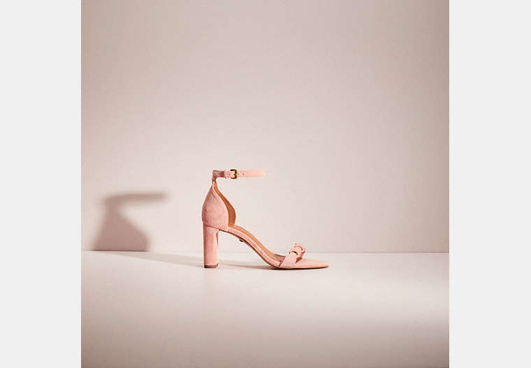 COACH®,RESTORED HEEL SANDAL WITH COACH LINK,Suede,Peony,Front View