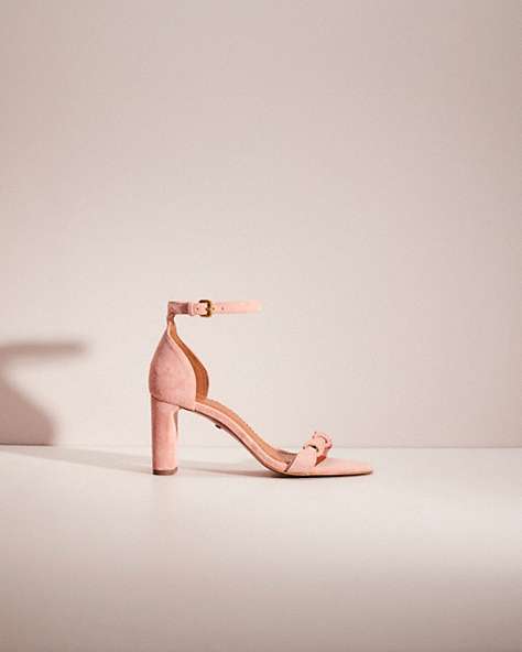 COACH®,RESTORED HEEL SANDAL WITH COACH LINK,Suede,Peony,Front View