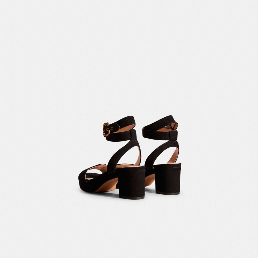 COACH®,Restored Serena Sandal,Rubber,Leather,Lining Leather,Sandals,Day Party,Black,Back View