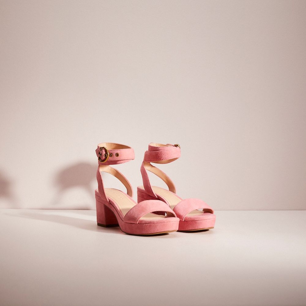 COACH®,Restored Serena Sandal,Lining Leather,Rubber,Leather,Sandals,Day Party,Pink,Angle View