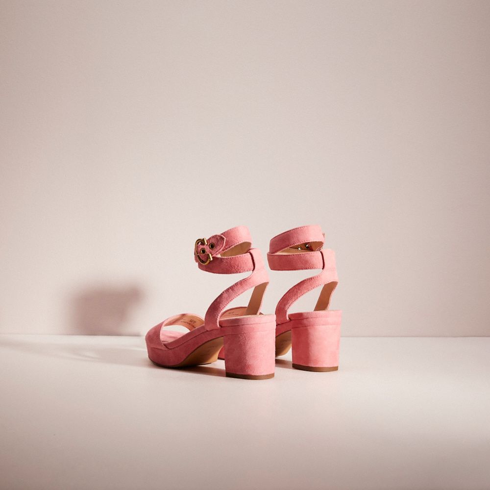 COACH®,Restored Serena Sandal,Lining Leather,Rubber,Leather,Sandals,Day Party,Pink,Back View