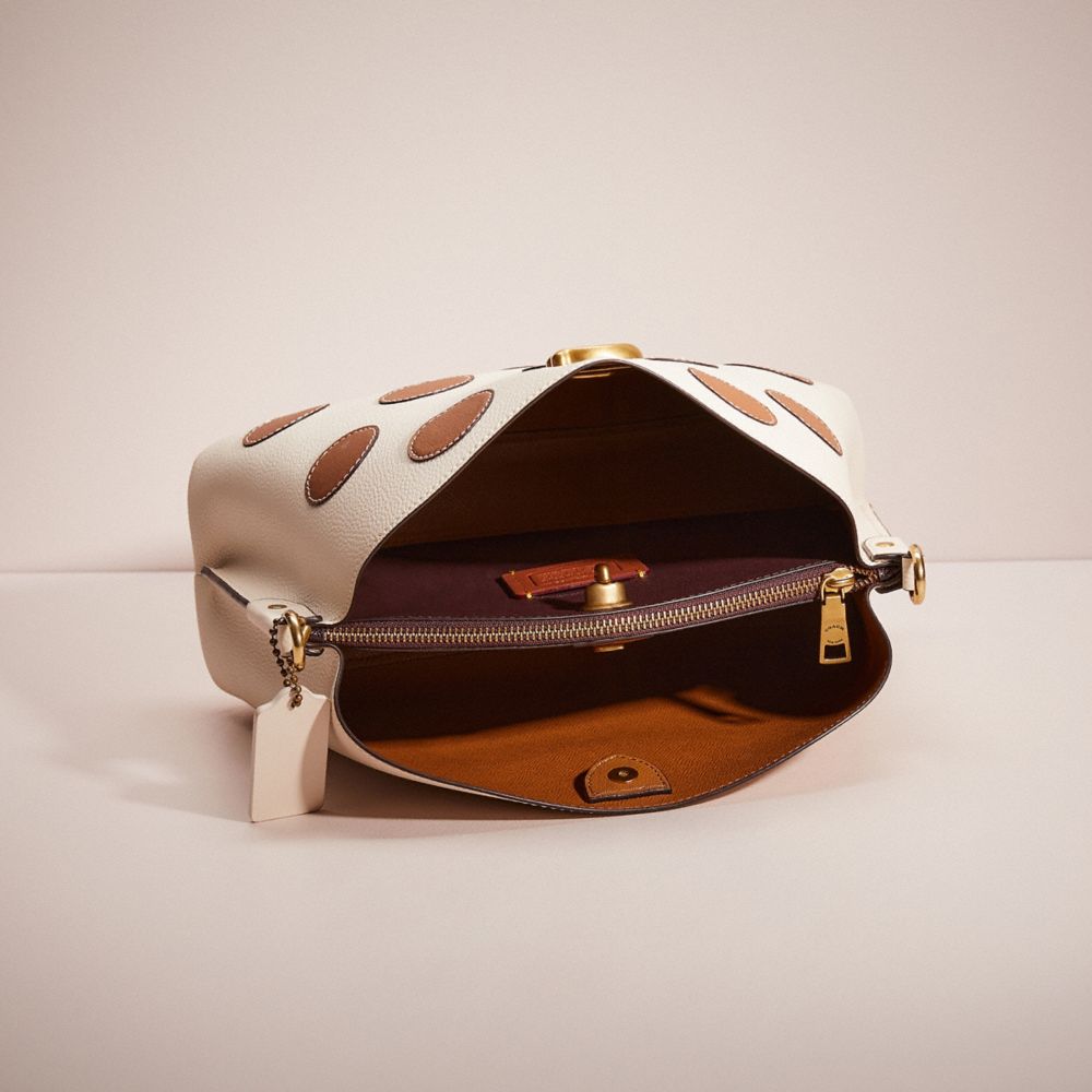 COACH®,UPCRAFTED WILLOW SHOULDER BAG IN COLORBLOCK,Polished Pebble Leather,Medium,Brass/Chalk Multi,Inside View,Top View