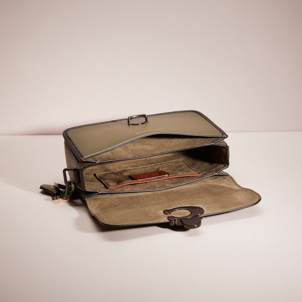 COACH®,UPCRAFTED STUDIO SHOULDER BAG,Glovetanned Leather,Garden Party,Brass/Amazon Green,Inside View,Top View