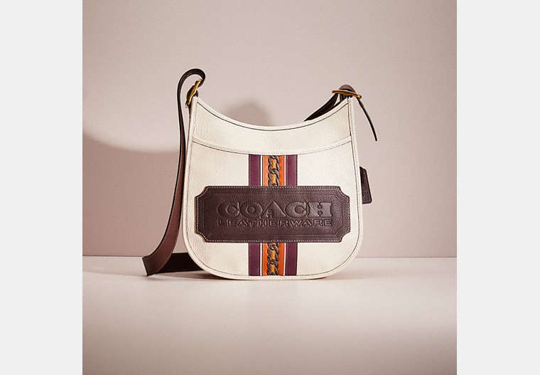 COACH®,UPCRAFTED EMERY CROSSBODY WITH VARSITY STRIPE,Pebble Leather,Brass/Chalk Multi,Front View