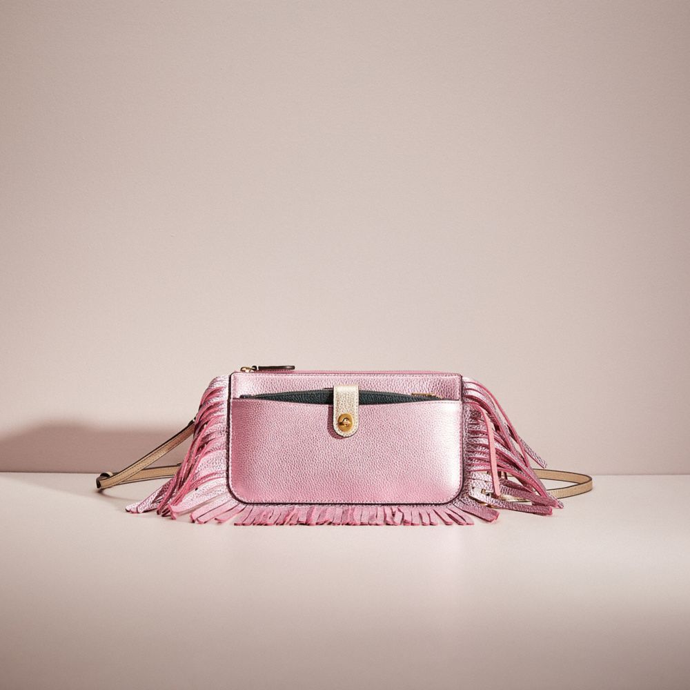 COACH®,UPCRAFTED NOA POP-UP MESSENGER IN COLORBLOCK,Polished Pebble Leather,Brass/Metallic Pink Multi,Front View