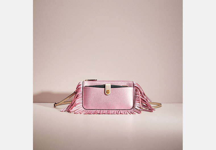 COACH®,UPCRAFTED NOA POP-UP MESSENGER IN COLORBLOCK,Polished Pebble Leather,Brass/Metallic Pink Multi,Front View