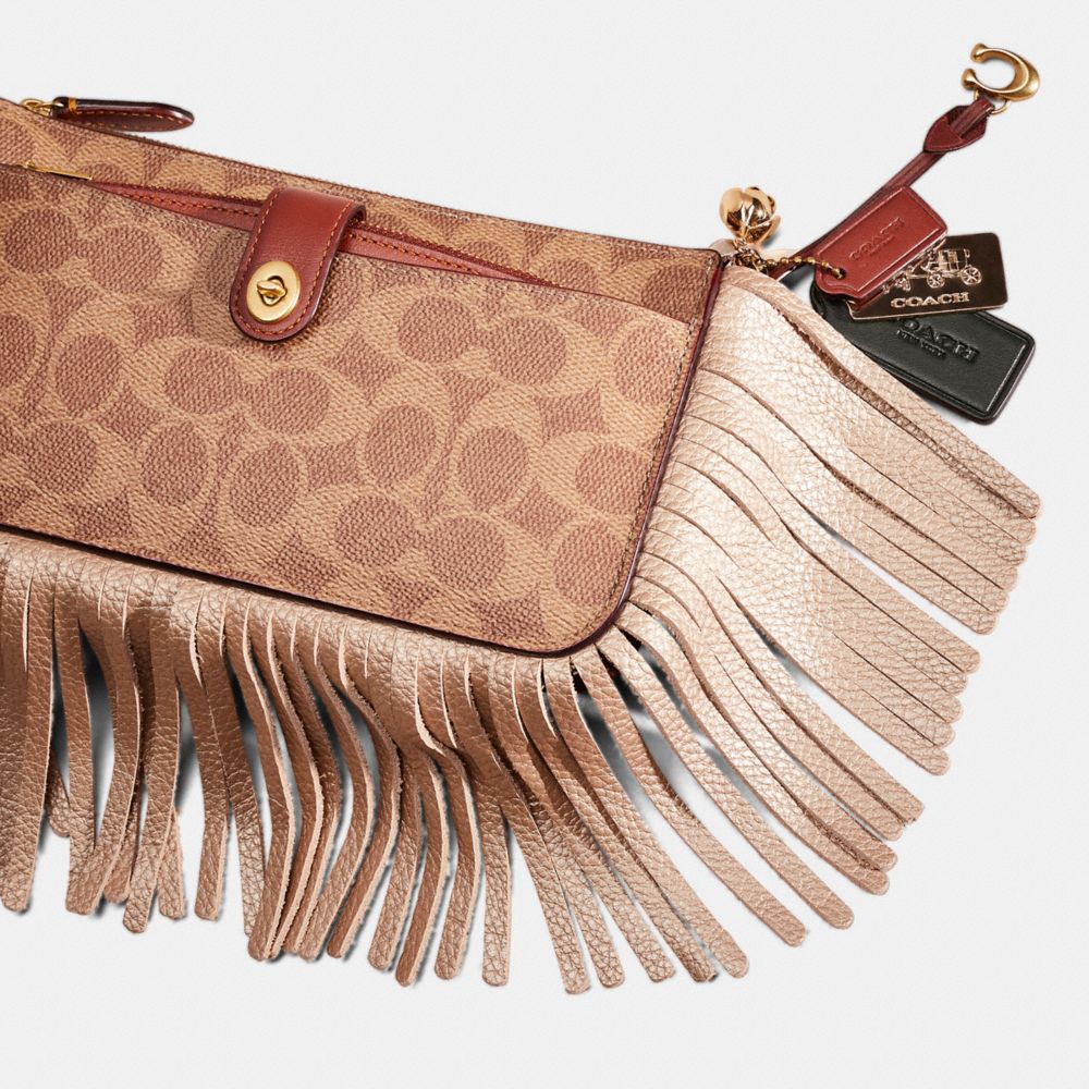 COACH®,Upcrafted Noa Pop Up Messenger In Signature Canvas,Canvas,Leather,Clutch,Fringe,Casual,Beige,Closer View