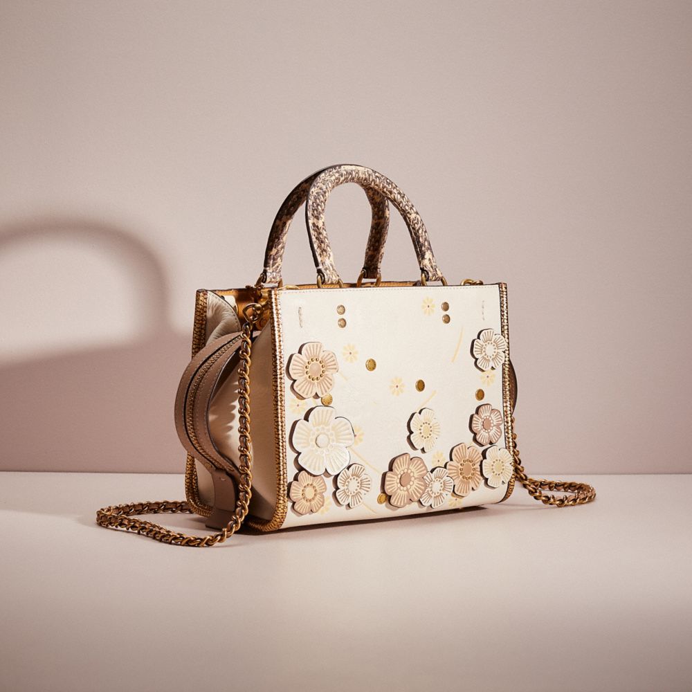 Coach Rogue 25 in Colorblock with Tea Rose and Snakeskin Detail - Women's Designer Purses - Brass/chalk Multi