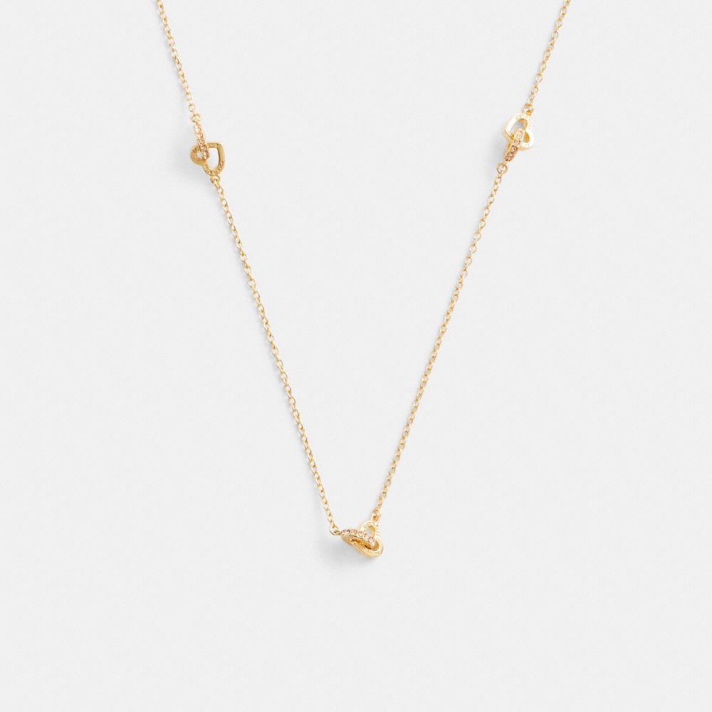 Gold Interlocking Open Circle Long Necklace Gold Interlocking Open
