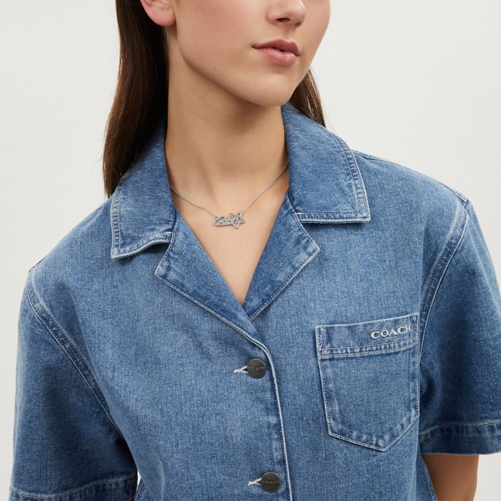 COACH®,パヴェ スター スクリプト ペンダント ネックレス,ネックレス,