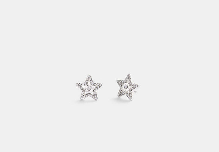 COACH®,PAVÉ STAR STUD EARRINGS,Silver,Front View