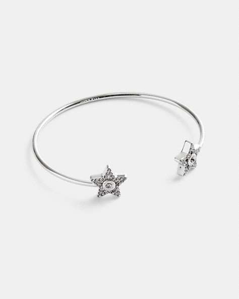 COACH®,PAVÉ STAR CUFF,Silver,Front View