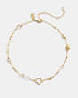 COACH®,STARS AND BOWS CHOKER NECKLACE,Gold/Clear,Inside View,Top View