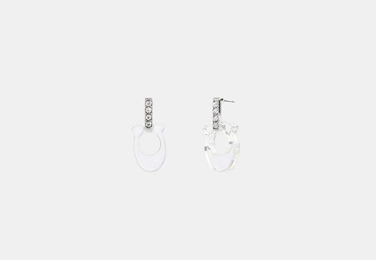 COACH®,SIGNATURE LUCITE DROP EARRINGS,Silver,Front View
