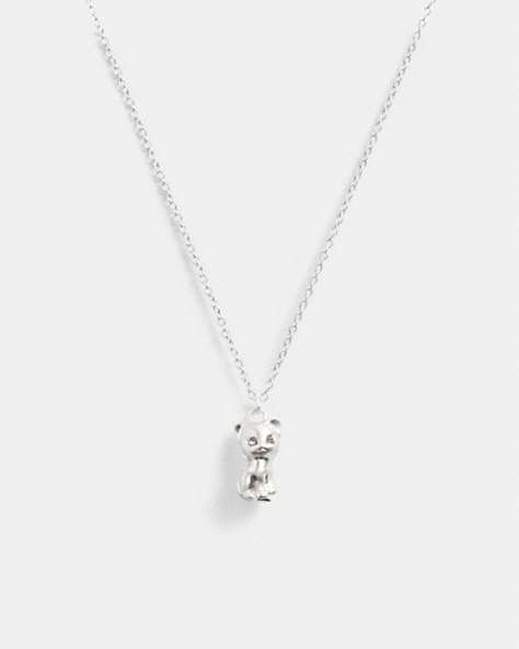 COACH®,THE LIL NAS X DROP CAT PENDANT NECKLACE,Plated Brass,Silver,Front View