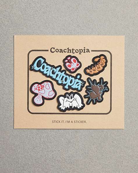 COACH®,Sticker Set in Coachtopia Leather: Coachtopia Creatures,Multi,Front View