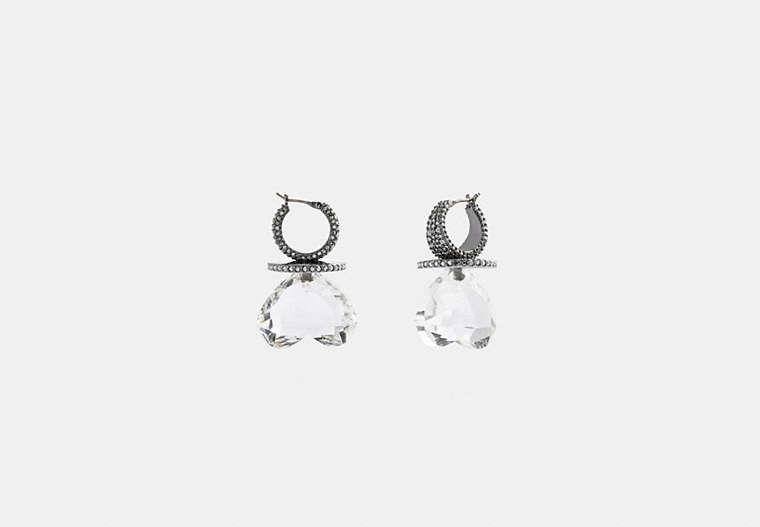 COACH®,HEART GEMSTONE EARRINGS,Plated Brass,Silver,Front View