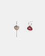 COACH®,LOLLIPOP AND LIPS MISMATCH EARRINGS,Plated Brass,Silver/Multi,Front View